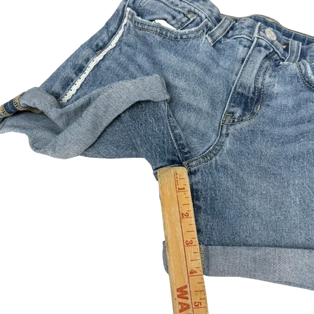 Old Navy Girls Size 10 High-Rise Built-In Tough Denim Shorts Lace Trim Blue